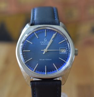 Vintage Certina Blue Ribbon Volvo Automatic Date 1977 Blue Dial